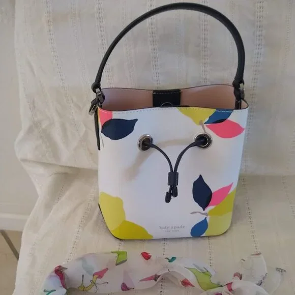 NWOT Kate Spade 'Eva'  w-a matching scarf! crossbody bucket tote multi-colors - Picture 10 of 11